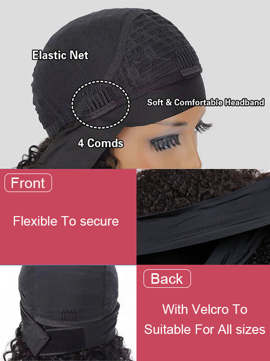Kinky Curly Hair Headband Wig Glueless Brazilian Virgin Hair Human Hair Wigs - KissLove Hair