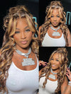 Curtain Bangs Highlight Wig 13x4 HD Lace Wigs 3D Body Wave 100% Human Hair