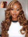 Curtain Bangs Highlight Wig 13x4 HD Lace Wigs 3D Body Wave 100% Human Hair