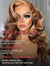 Curtain Bangs Highlight Wig 13x4 HD Lace Wigs 3D Body Wave 100% Human Hair