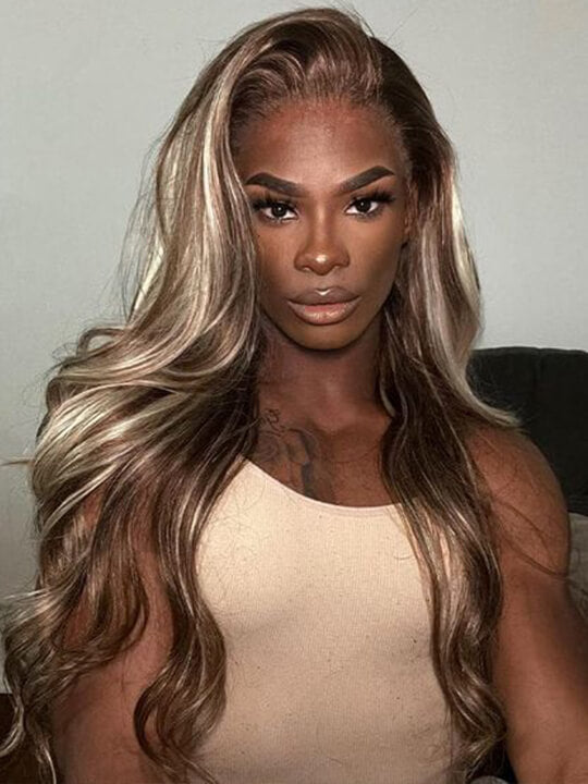 P4/613 P6/613 Brown Hair With Blonde Highlights 3D Body Wave 13x4 Lace Frontal Wigs - KissLove Hair