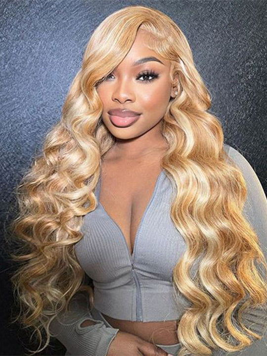 P4/613 P6/613 Brown Hair With Blonde Highlights 3D Body Wave 13x4 Lace Frontal Wigs - KissLove Hair