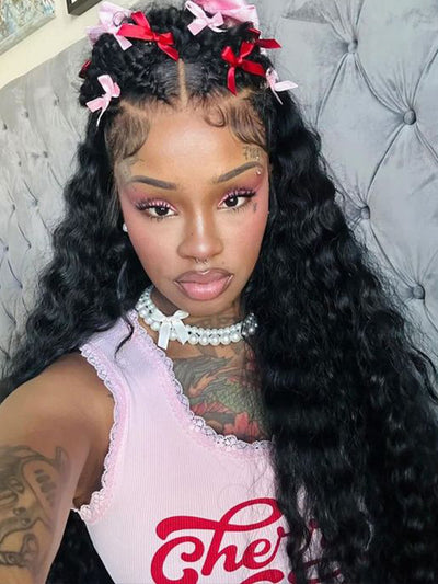 Glueless 13x6 Lace Frontal Wig Deep Wave HD Transparent Lace Wear and Go Wig - KissLove Hair