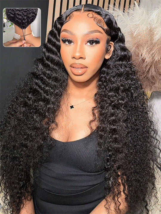 Glueless 13x6 Lace Frontal Wig Deep Wave HD Transparent Lace Wear and Go Wig - KissLove Hair