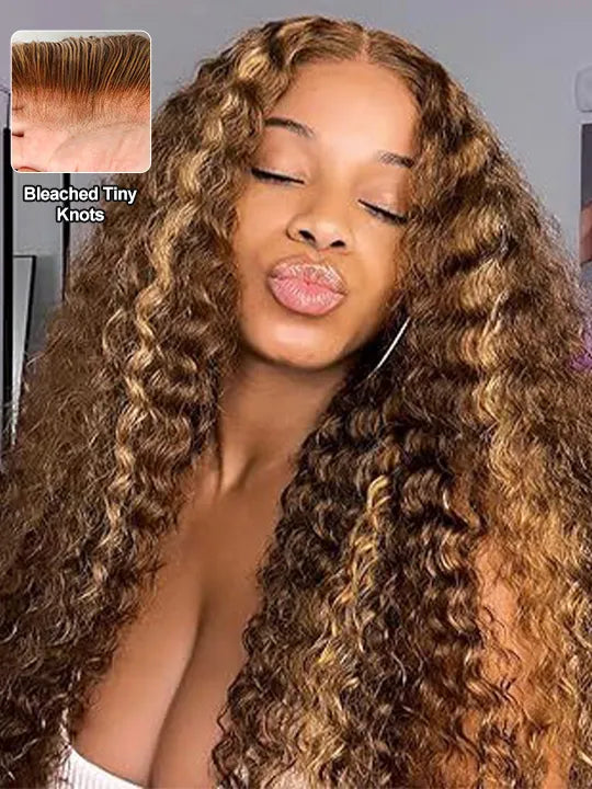Kisslove Upgraded Invisi-Drawstring 360 Lace Wig Deep Wave Brown Highlights Human Hair Wigs - Kisslove Hair