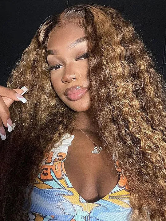 [2 Wigs=$159] P4/27 Highlight 13x6 Lace frontal Deep Wave Wig + Glueless Straight Hair Headband Bob Wig - KissLove Hair