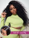 Double Drawn Crimped Hair 5*5 HD Lace Wig Water Wave 14A Brazilian Virgin Human Hair Wigs - Kisslove Hair