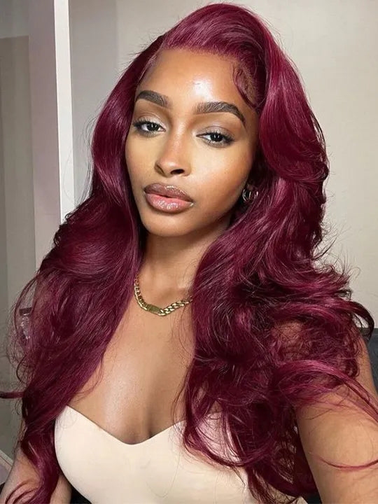 [2 Wigs 22]13x6 Lace Front 99J Burgundy Body Wig  & 5x5 Deep Wave Wig