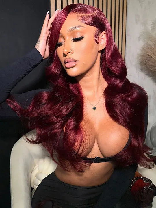 [2 Wigs 22]13x6 Lace Front 99J Burgundy Body Wig  & 5x5 Deep Wave Wig