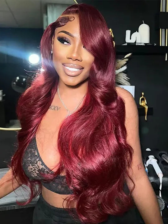 [2 Wigs 22]13x6 Lace Front 99J Burgundy Body Wig  & 5x5 Deep Wave Wig
