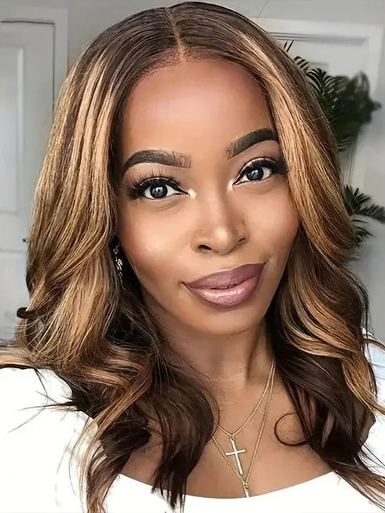 [2 Bob Wigs]13x4 Lace Frontal Ginger Color +Highlight Brown 3D Body Wave Bob Wig