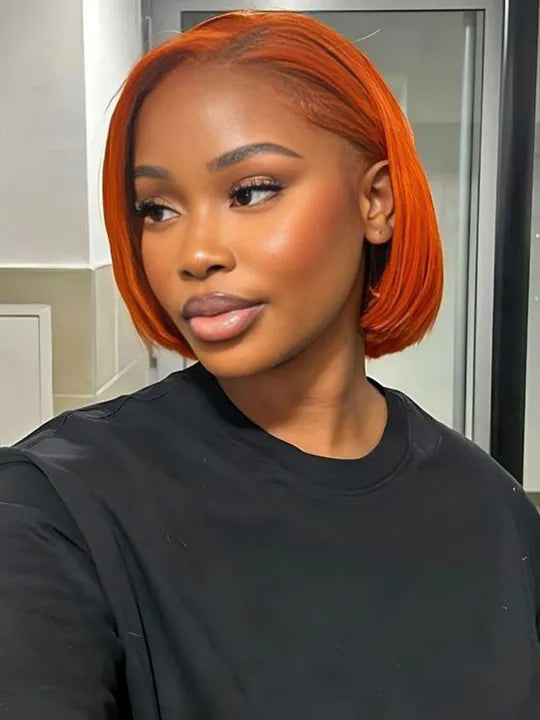 [2 Bob Wigs]13x4 Lace Frontal Ginger Color +Highlight Brown 3D Body Wave Bob Wig