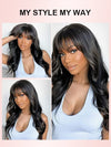 [Clearance] Full Machine Made Wig Body Wave Human Hair Wigs With Bangs - KissLove Hair