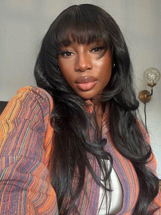[Flash Deal] Body Wave Full Machine Made Wig With Bangs 100% Human Hair