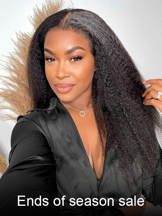 [Flash Deal] 4C Kinky Edge Glueless Lace Wig Kinky Straight Human Hair Wigs