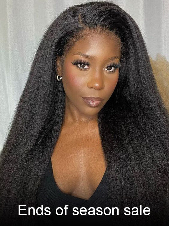 [Flash Deal] 4C Kinky Edges Invi-Drawstring Snug Fit 360 Lace Frontal Wig Natural Hairline Hat Wig