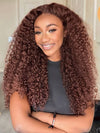 Pre Cut Reddish Brown Curly Hair 5x5 13x4 Lace Front Wig Red Brown Color Human Hair Wigs