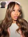 Full Lace Wig Highlight 3D Body Wave Virgin Human Hair Wigs 180% Density