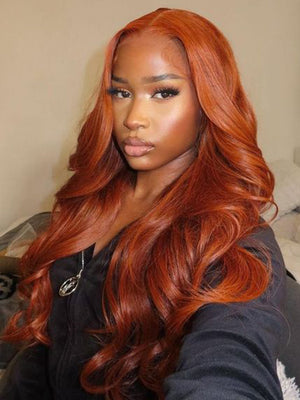 Ginger Hair Colored Wig 3D Body Wave 4x4 13x4 Lace Front Human Hair Wigs #350 - KissLove Hair