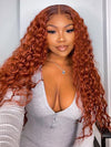 Ginger Color Deep Wave 13x4 Lace Front Wig Pre Plucked Glueless Human Hair Wigs - KissLove Hair