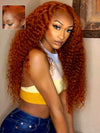 Ginger Color Deep Wave 13x4 Lace Front Wig Pre Plucked Glueless Human Hair Wigs - KissLove Hair