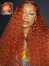 Ginger Color Deep Wave 13x4 Lace Front Wig Pre Plucked Glueless Human Hair Wigs - KissLove Hair