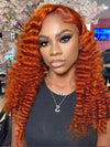Ginger Color Deep Wave 13x4 Lace Front Wig Pre Plucked Glueless Human Hair Wigs - KissLove Hair