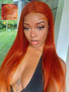 Ginger Hair Colored Wig Silky Straight 4x4 13x4 Lace Front Human Hair Wigs 
