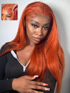 Ginger Hair Colored Wig Silky Straight 4x4 13x4 Lace Front Human Hair Wigs 