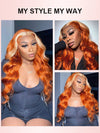 Skunk Stripe Wig Ginger Hair With Blonde Highlights 3D Body Wave 13x4 Lace Frontal Wigs - KissLove Hair