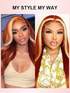 Skunk Stripe Wig Ginger Hair With Blonde Highlights 3D Body Wave 13x4 Lace Frontal Wigs - KissLove Hair