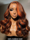 Chocolate Brown With Ginger Highlights 3D Body Wave 5X5 13x4 13x6 Lace Frontal Wigs