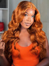 Ginger Orange Color Glueless 5x5 Lace Wig 3D Body Wave Human Hair Wigs - KissLove Hair