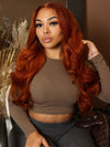 Ginger Orange Color Glueless 5x5 Lace Wig 3D Body Wave Human Hair Wigs - KissLove Hair