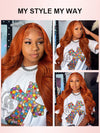 Ginger Orange Color Glueless 5x5 Lace Wig 3D Body Wave Human Hair Wigs - KissLove Hair