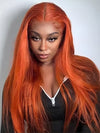 Glueless Ginger Orange Hair 5x5 Lace Wigs Silky Straight Transparent Lace Human Hair Wigs - KissLove Hair