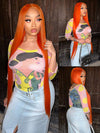 Glueless Ginger Orange Hair 5x5 Lace Wigs Silky Straight Transparent Lace Human Hair Wigs - KissLove Hair