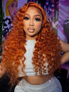 Deep Wave Ginger Orange 360 Lace Frontal Wig Pre Plucked Human Hair Wigs - Kisslove Hair