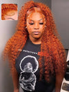 Deep Wave Ginger Orange 360 Lace Frontal Wig Pre Plucked Human Hair Wigs - Kisslove Hair