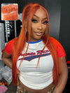 Kisslove Ginger Orange Snug Fit 360 Lace Frontal Wig Silky Straight Hair with Invisi Drawstring Cap - Kisslove Hair