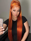 Kisslove Ginger Orange Snug Fit 360 Lace Frontal Wig Silky Straight Hair with Invisi Drawstring Cap - Kisslove Hair