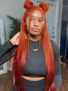 Kisslove Ginger Orange Snug Fit 360 Lace Frontal Wig Silky Straight Hair with Invisi Drawstring Cap - Kisslove Hair