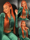 Kisslove Ginger Orange Snug Fit 360 Lace Frontal Wig Silky Straight Hair with Invisi Drawstring Cap - Kisslove Hair