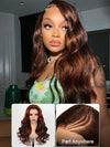 Chestnut Brown Color with Ginger Highlights Body Wave Full 13x4 13x6 Lace Frontal Human Hair Wigs With Easi-Drawstring