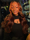 Chocolate Brown With Ginger Highlights 3D Body Wave 5X5 13x4 13x6 Lace Frontal Wigs