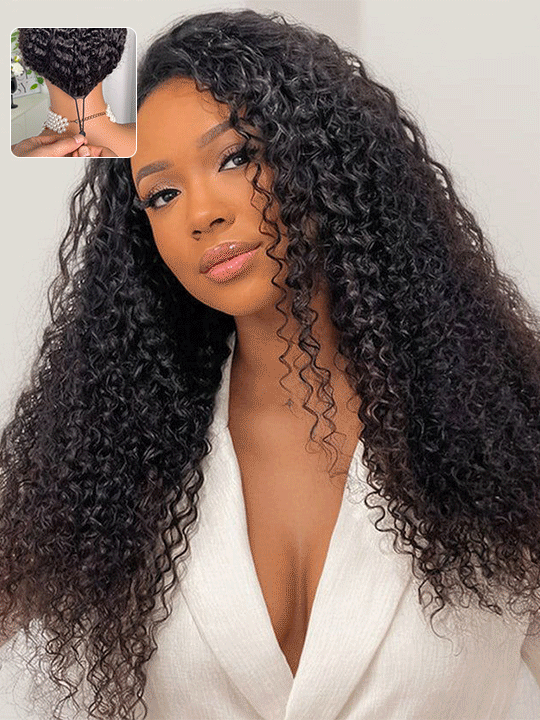 Glueless V Part Yaki Straight Hair Upgrade U Part Wig Adjustable Cap Beginner Friendly Wigs for Women