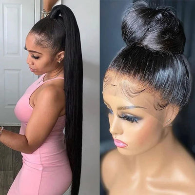 Pre Plucked 360 Transparent Lace Frontal Wig With Baby Hair Straight Human Hair Wigs - Kisslove Hair