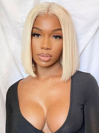 613 Honey Blonde Bob Wig 13x4 HD Transparent Lace Front Human Hair Wigs - KissLove Hair