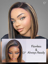 Straight Hair Honey Blonde Highlights On Black Hair Glueless Short Bob Wig Kisslove Hair