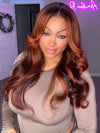 Kisslove Hair Chocolate Brown with Ginger Highlight Pre Everything Glueless Body Wave Wigs
